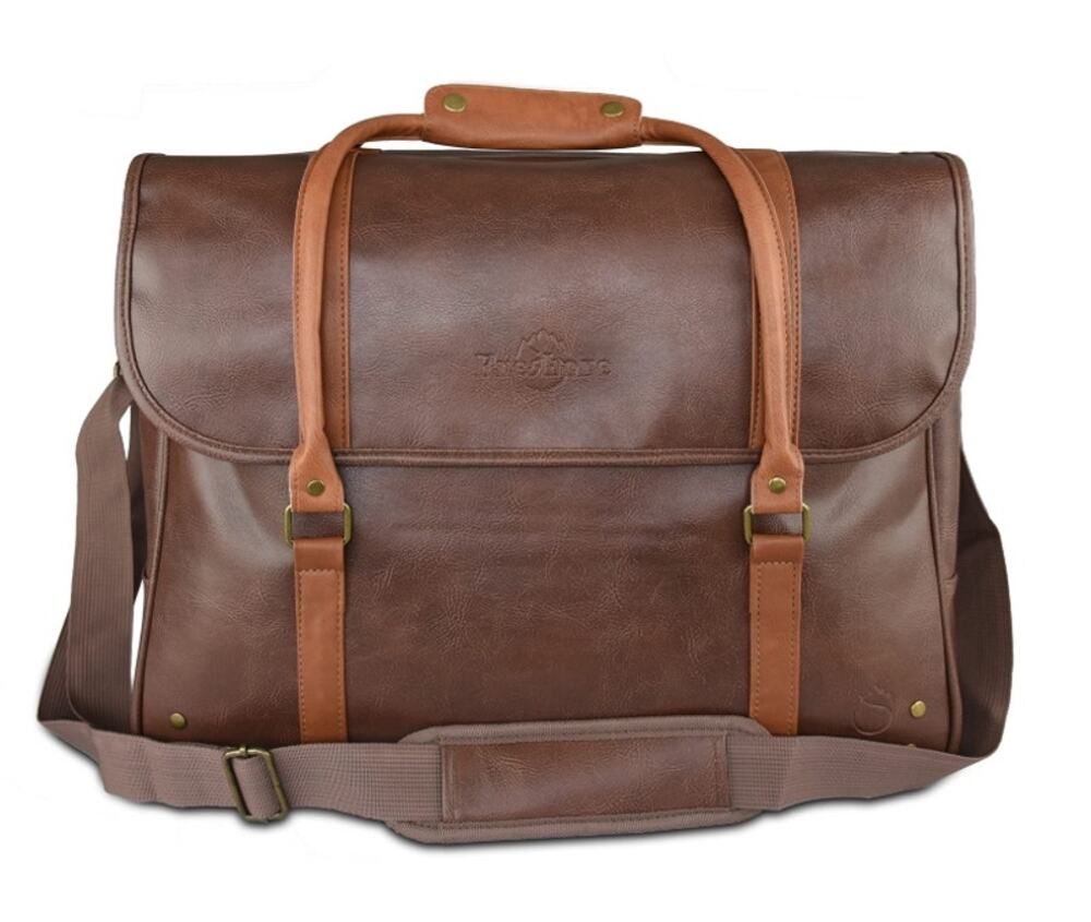 Freshore 6 Bottle Wine Carrier Insulated Leather Travel Tote Brown NOB